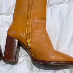 COS Mustard Leather Heeled Boots